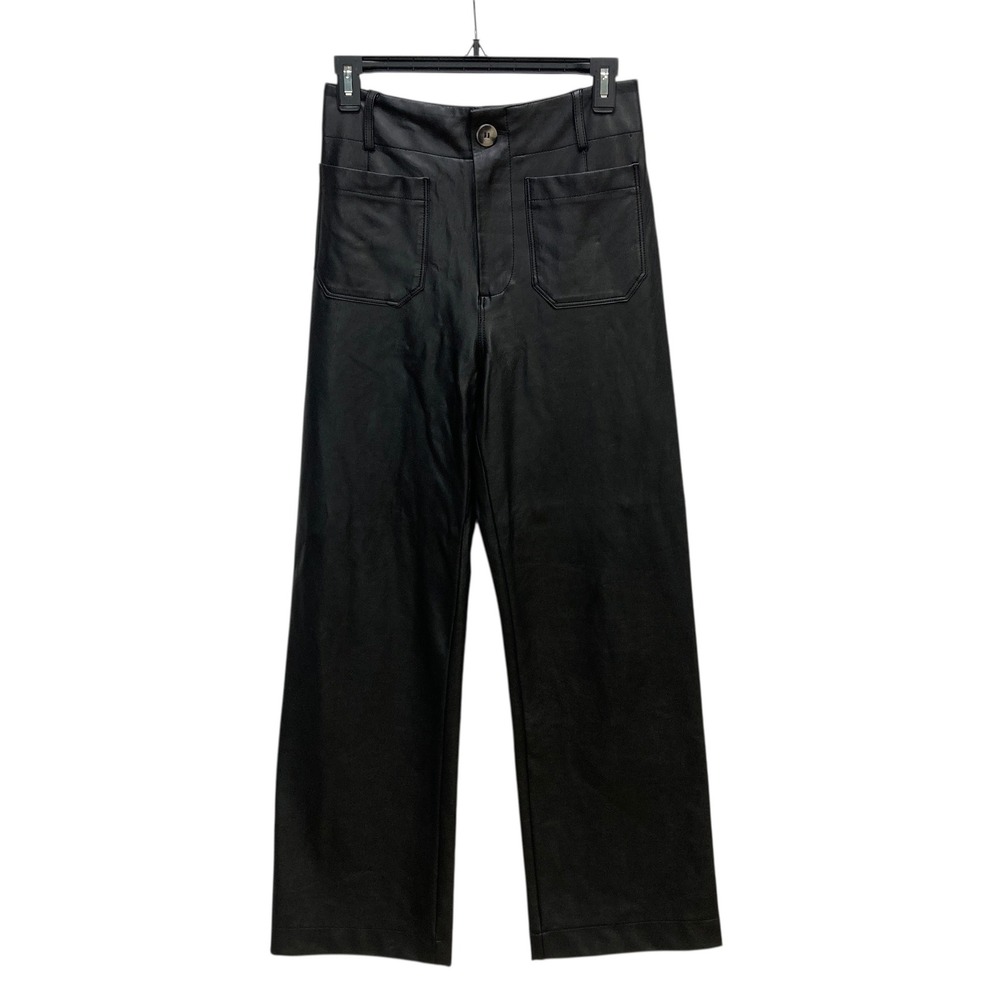 Maeve by Anthropologie The Colette Faux Leather Wide Leg Pants Black Size 26